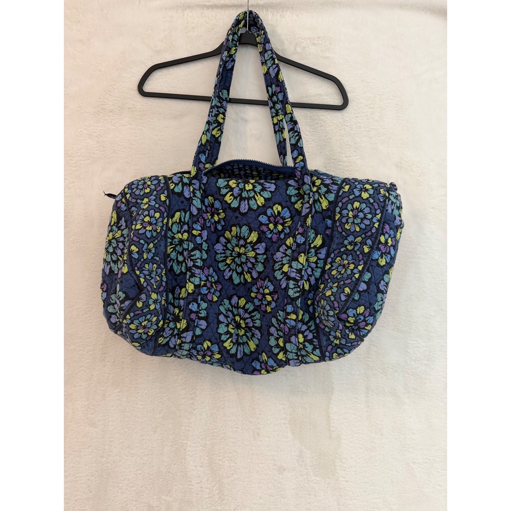 Vera Bradley Night and Day Indigo Quilted Cotton Large Duffel Travel Bag Blue